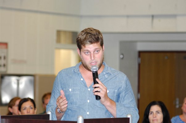 Zach Epley speaks at the meeting on Thursday.