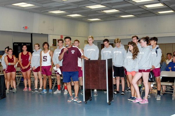 members of the Southampton High School Cross Country team voiced their support for the merger.  DANA SHAW