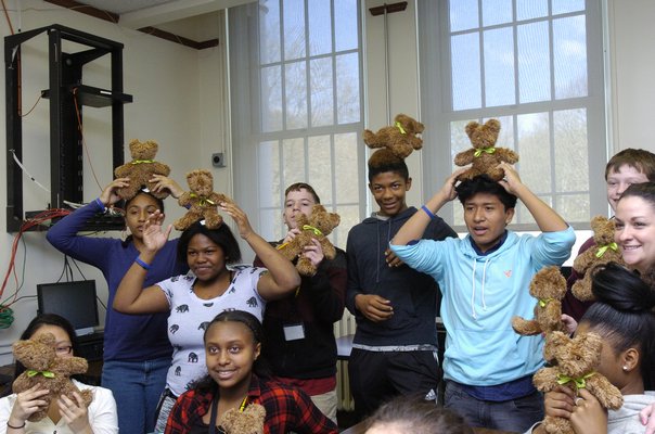 Students in Jenna Mascia's class made teddy bears to donate to the Retreat, a domestic violence center.
