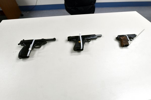 A few of the weapons recovered.   DANA SHAW