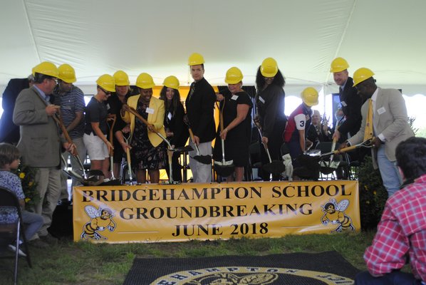 A groundbreaking celebration for the Bridgehampton School expansion project was held on Friday afternoon. AMANDA BERNOCCO