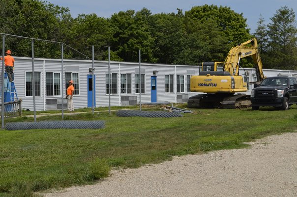 The portables on the Eastport Elementary School property will be demolished Monday morning. ALEXA GORMAN