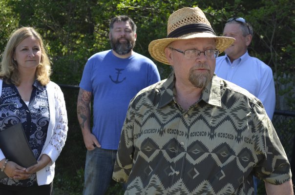 Vincent Drzewucki of the Cornell Cooperative Extension at the Westhampton Beach Arbor Day tree planting on Friday. BY ERIN MCKINLEY