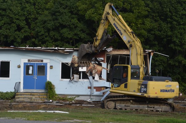 Demolition of the portables at Easport Elementary School began Monday morning. ALEXA GORMAN