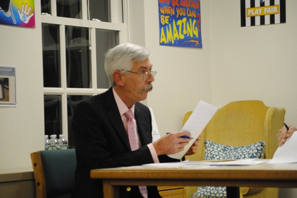 Quogue Superintendent Richard Benson at a recent Board of Education meeting. AMANDA BERNOCCO