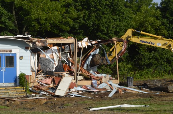 Demolition of the portables at Easport Elementary School began Monday morning. ALEXA GORMAN