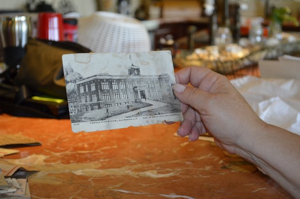 An old photo of Sag Harbor Elementary School was among the items found in Rose Nigro's floorboards. ALEXA GORMAN