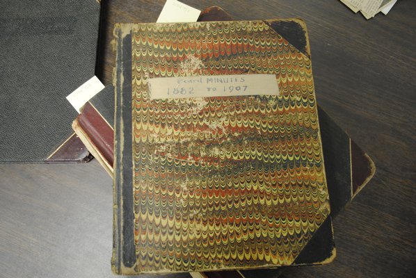A book of handwritten Hampton Bays minutes from 1882-1907. AMANDA BERNOCCO