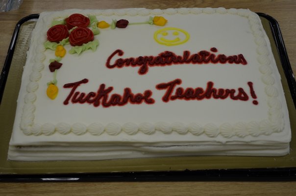 Tuckahoe teachers celebrate making adequate progress on last years state tests, a goal they failed to meet the year before. BY ERIN MCKINLEY