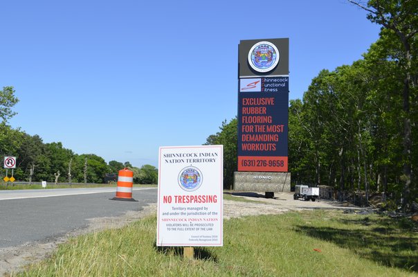 The Shinnecock billboard on the south side of Sunrise Highway on Thursday, June 6. It has been operational since the day the temporary restraining order was issued almost two weeks ago. ANISAH ABDULLAH