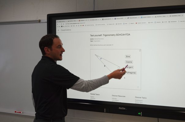 Westhampton Beach High School math teacher Nick Kochis using GeoGebra. ANISAH ABDULLAH