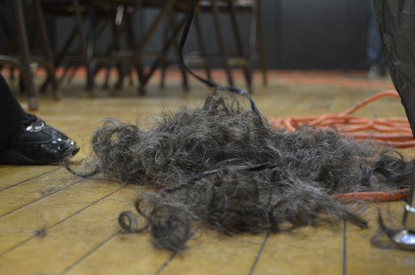 Students shaved off about two inches of teacher John Reilly's hair on Friday at the Bridgehampton School. ALYSSA MELILLO