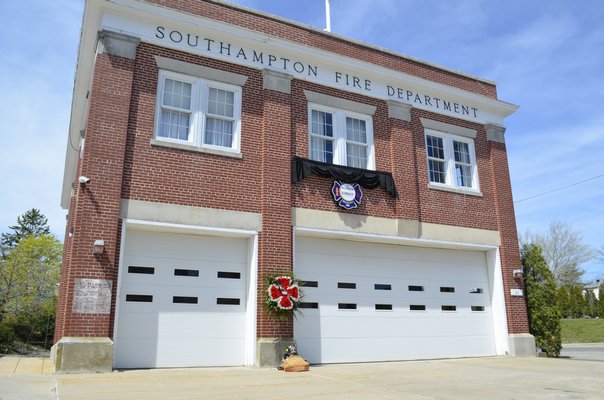 The Southampton Fire Department displayed Edward Corrigan's firefighting gear Thursday morning in his memory. ANISAH ABDULLAH