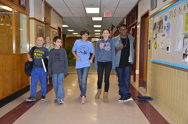 SIS student council members Finn Pilaro, Nicholas Castillo, Pablo Alvarez, Alec Giufurta, Julia Kepczynska and Aaron Napier said they don't want to have a uniform policy but want students to be involved in the district's discussions. SHAYE WEAVER