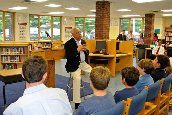 Former Secretary of State General Colin Powell visited with students at Tuckahoe School on Tuesday morning. DANA SHAW