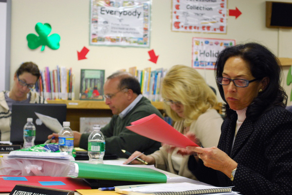 Remsenburg/Speonk Superintendent Dr. Katherine Salomone, right, with School Board members.