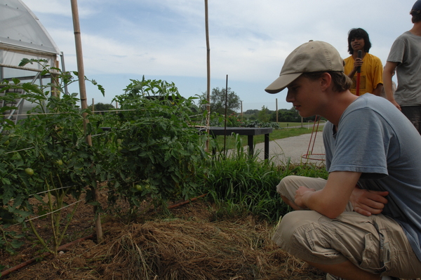 Josh Hostetter in the garden at the Bridgehampton School.
