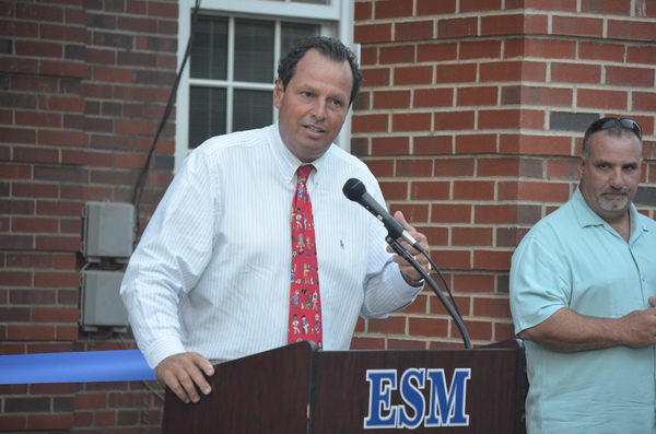 Eastport South Manor District Superintendent Mark Nocero at the South Street Elementary School ribbon cutting last week. ERIN MCKINLEY