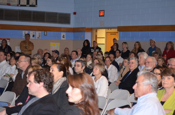 Approximately 140 people were present at the community forum held to discuss the district budget on Monday night at the elementary school. ERIN MCKINLEY