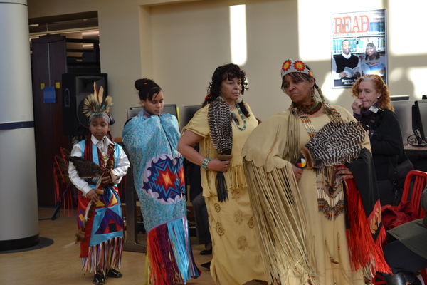 Members of the Montaukett tribe perform a native blessing at the opening of Suffolk Community College's Montaukett Learning Center on Friday, March 11.