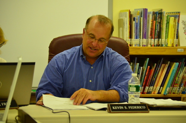 Board of Education President Kevin Federico at Monday night's meeting. ERIN MCKINLEY