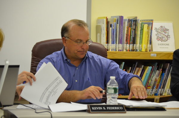 Board of Education President Kevin Federico at Monday night's meeting. ERIN MCKINLEY