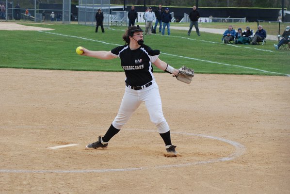Sophomore Angela Acampora started in the circle for Westhampton Beach in its playoff opener at Sayville on Tuesday afternoon. DREW BUDD