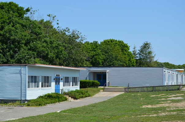 Students at Eastport Elementary School were relocated to these portable classrooms when an inspection found faulty support beams holding up the roof. Alexa Gorman