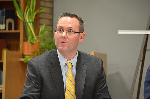 Hampton Bays Superintendent Lars Clemensen during the November 13 Board of Education meeting. ERIN MCKINLEY