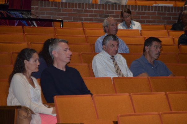 Members of the Tuckahoe Board of Education  at the merger forum at Southampton High School on Wednesday night. BY ERIN MCKINLEY