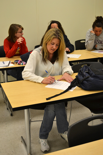 East Quogue resident and student at Suffolk Community College, Jennifer Russo, works on "The Harry Project." LAURA COOPER