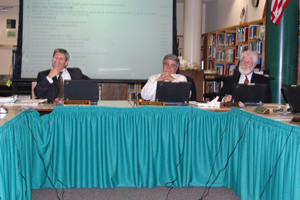 Westhampton Beach School District Superintendent Lynn Schwartz, School Board President Aram Terchunian and Vice President Jim Hulme.