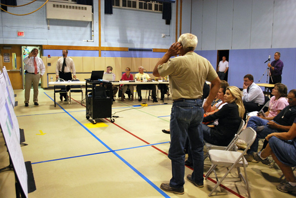 Richard Bodkin of Remsenburg addresses the Remsenburg/Speonk School Board on Monday, September 27.