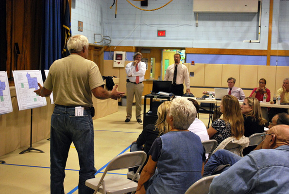 Richard Bodkin of Remsenburg addresses the Remsenburg/Speonk School Board on Monday, September 27.