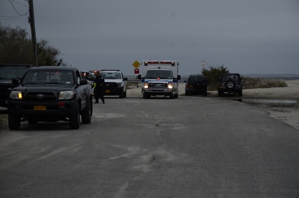 Crews responded to an accident at the end of Towd Point Road in North Sea on Thursday. GREG WEHNER