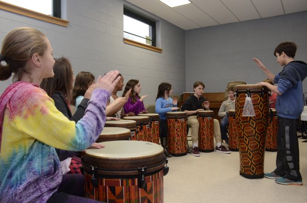 The Southampton Intermediate School recently introduced a new program called world drumming, that is open to all students in the school. GREG WEHNEr