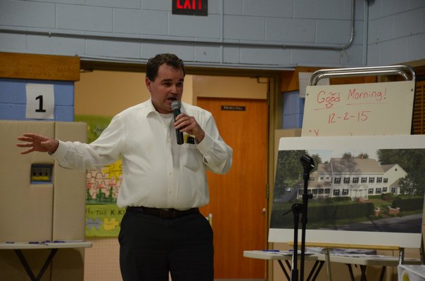 Remsenburg resident Christian Killoran addressed the developer and Southampton Housing Authority members, claiming a site plan was submitted to the Town of Southampton, even demanding to see the plan. GREG WEHNER