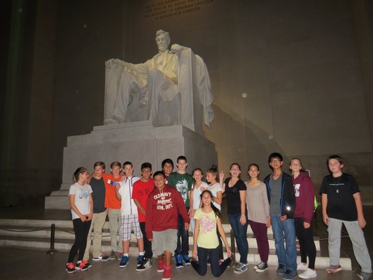 Tuckahoe eighth graders in Washington D.C. last week. COURTESY TUCKAHOE SCHOOL
