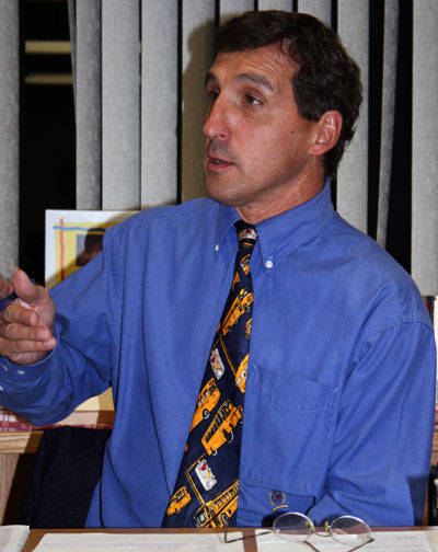 Sag Harbor school superintendent Dr. John Gratto at the School Board meeting Monday. OLIVER PETERSON