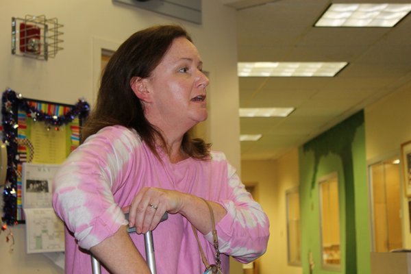 Remsenburg resident Kerry Horton urges the Westhampton Beach School Board to create more programs for special needs children during the board's meeting on Monday night. KYLE CAMPBELL