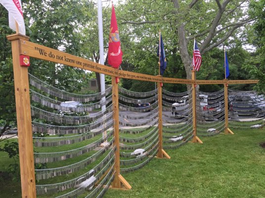 A "wall" of dog tags from fallen soldiers that will be set up near the Shelter Island American Legion to honor members of the military who lost their lives, including Shelter Island's own Joey Theinert.