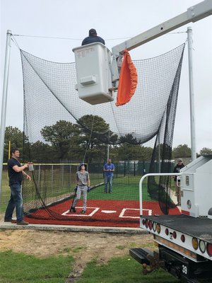 The East End Little League constructed a brand new batting cage at its home field at Hampton West Park in Westhampton. EAST END LITTLE LEAGUE
