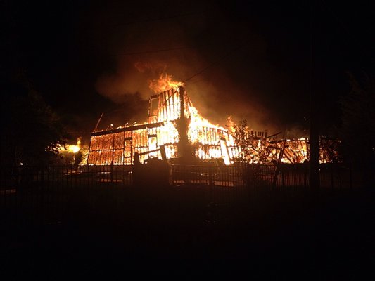 The blaze destroyed two homes Friday morning. COURTESY SOUTHAMPTON FIRE DEPARTMENT