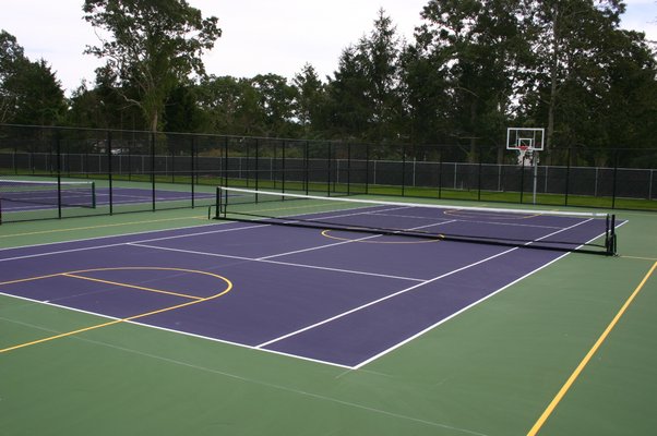 The newly renovated multi-use athletic courts at Hampton Bays Elementary School. The courts were part of the first phase of $16.8 million bond project for the school district. KYLE CAMPBELL