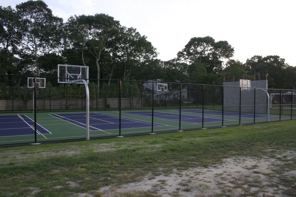 The new mixed-use athletic courts outside Hampton Bays High School were part of phase one of the district's $16.8 million bond project, which was put into action during the summer. KYLE CAMPBELL