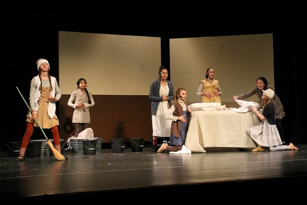 Students of the Springs School rehearsing scenes