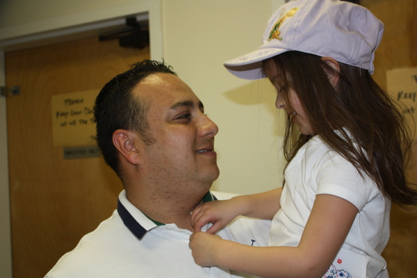 Michael Castano, of Hampton Bays, with 4-year-old daughter Natalie Castano at the Bridgehampton Head Start last week. ROHMA ABBAS