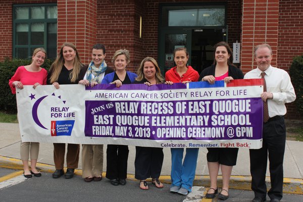 Teachers at the East Quogue Elementary School and Principal Robert Long have been busying planning for the Relay Recess event, which will raise funds for the American Cancer Society on May 3. By Carol Moran
