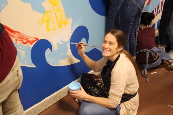 Keegan Bishop paints the ocean foam. COURTESY KEEGAN BISHOP
