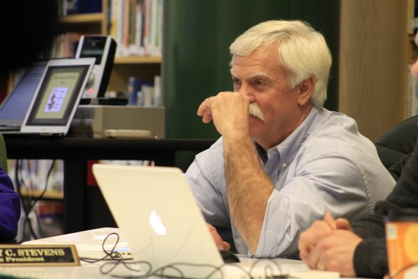Westhampton Beach Board of Education Vice President Halsey Stevens during Monday night's meeting. KYLE CAMPBELL
